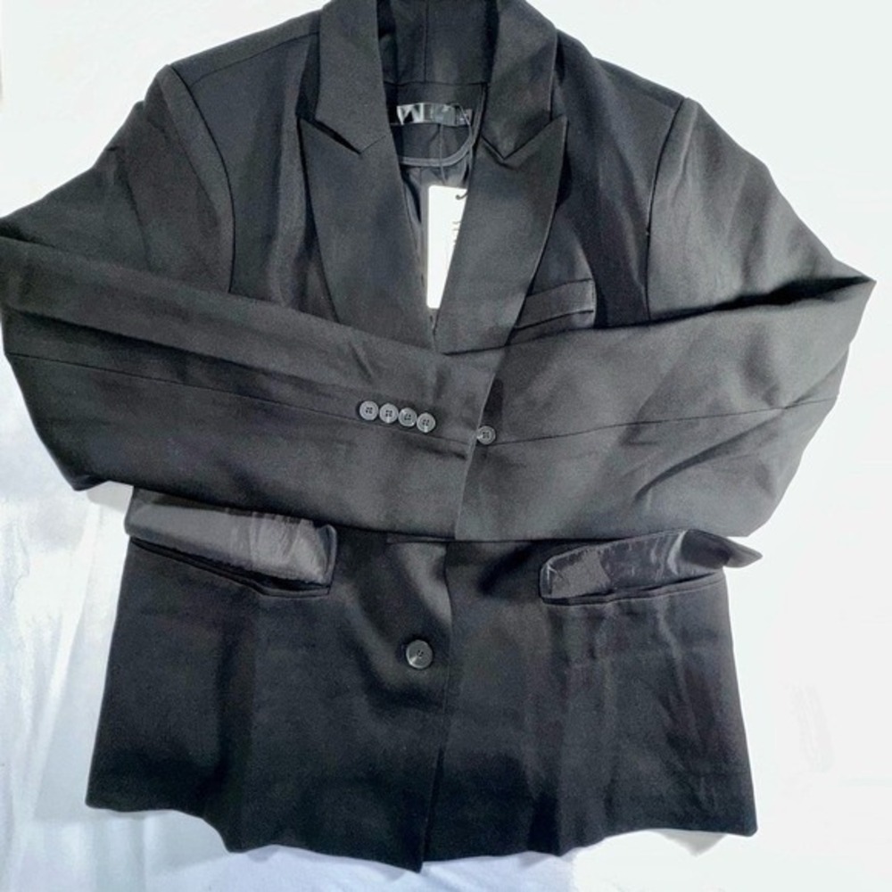 YUNCLOS Women's Black‎ Dual Button Blazer Size Large Career Professional - Picture 4 of 7